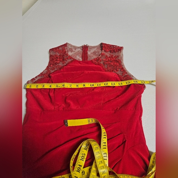 Stenay- Women's Size 10,Red Ruched Asymmetrical Halter Cocktail Dress - Picture 6 of 10